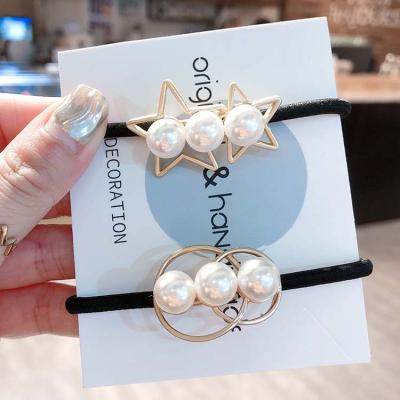 China Pearl Yucat 2021 Wholesale Fashion Elastic Band Girls Accessories Korea Women Pearl Hair Ties for sale