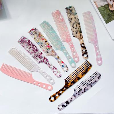 China Custom Turtle Fashion Yucat Logo 3mm Thickness Shell Hair Combs Brush Women Anti-Static Marbling Comb With Handle Acetate For Hair for sale