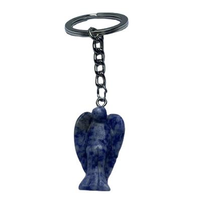 China Wholesale Natural Sodalite Angel Key Chain Foe Decoration from China Crystal Carving Crafts High Quality for sale