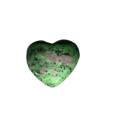 China China Green Pink Blue Ruby Fuchsite Crystal Moon Heart Ruby Zosite Heart For Decoration for sale