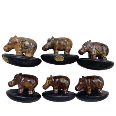 China Hot Selling China Gemstone Healing Crystals Stones Animal Carving Hippo for Gift and Decoration for sale