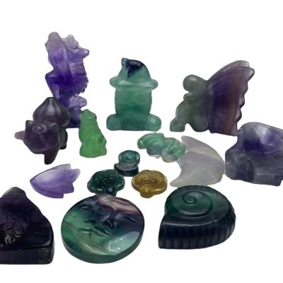 China China crystals wholesale carved polished rainbow fluorite statues fengshui stones for natural for sale