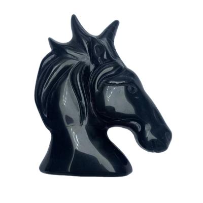 China High Quality Black Obsidian Unicorn Carvings For Home Decoration From China for sale