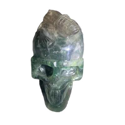 China China Customized Good Quality Natural Fluorite Skulls Carved Quartz Crystal Skulls Healing Stone for sale