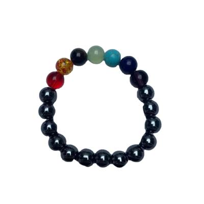 China China Terahertz 7 Chakra Bracelets Bangles Natural Stone Yoga Balance Beads Stone Bracelet for sale