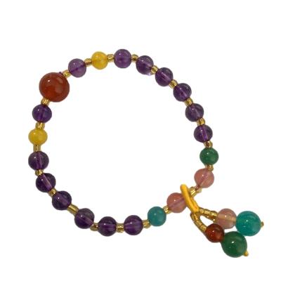 China Wholesale Natural Collocation China Amethyst Southern Red Agate and Amber Bead For Gift Bracelet for sale