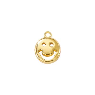 China Trendy High Quality Fashion Copper Pendants Filled Round Smile Pendant For Jewelry Accessories for sale