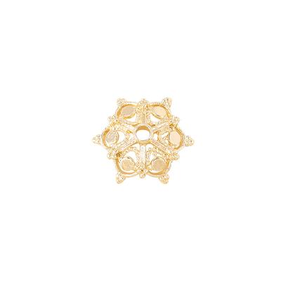 China Factory Wholesale Fashionable Gold Color Plated Shiny Brass Flower Beads Covers High Quality Diy Jewelry Making Accessories for sale