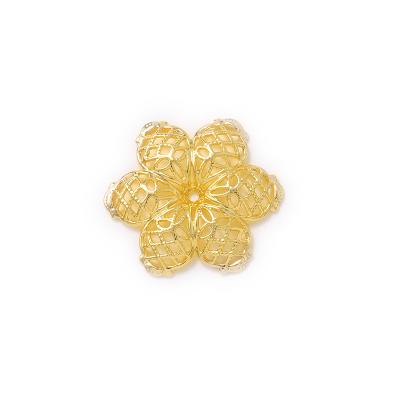 China Fashionable Factory Wholesale Brass Plated Gold and White Color Flower Shiny Beads Covers High Quality Diy Jewelry Making Accessories Parts for sale