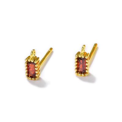 China Fashionable Factory Wholesale Gold Square Stud Brass Plated Earrings With RIBBON PIN Earring Jewelry Making Supplies Diy Accessories S925 for sale