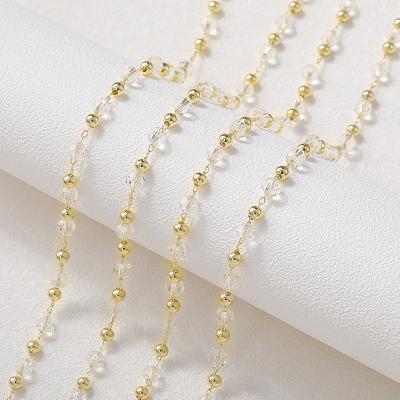 China Factory Wholesale Brass Gold Plated Crystal Beads Chains Necklace Fashionable And High Quality Diy Jewelry Chain Bracelet Accessories for sale