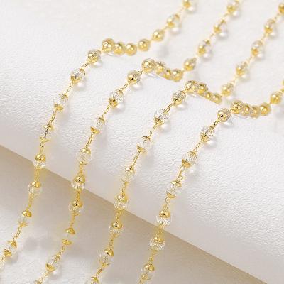 China Factory Wholesale Brass Gold Plated Crystal Beads Chains Necklace Fashionable And High Quality Diy Jewelry Chain Bracelet Accessories for sale