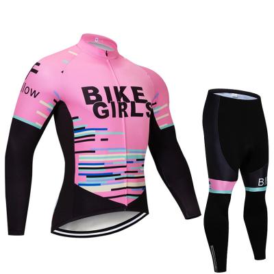 China Breathable Women Cycling Jersey Set Custom Polyester Long Sleeve Breathable Jersey Set 100% Cycling for sale