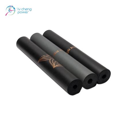 China Sweat-absorbing Natural Rubber Yoga Mat Black Gold Stamp PU Yoga Mat 4.5mm for sale