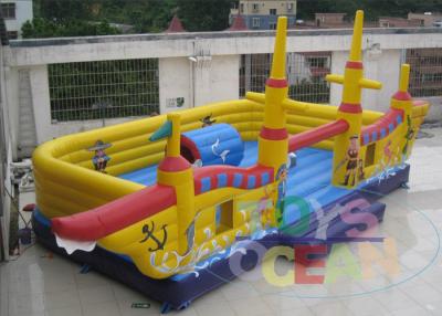 China Big Yellow Pirate Ship Boat Inflatable Games For Rent 0.55 PLATO PVC for sale