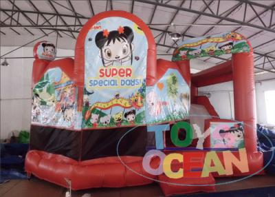 China Castelo Bouncy inflável combinado da casa de boneca do leão-de-chácara inflável do PVC do vermelho 0.55mm à venda