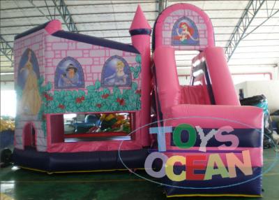 China Diapositiva rosada de la casa de princesa Single Lane Inflatable Bounce combinada para las muchachas en venta