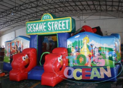 China Sesame Street Theme Inflatable Cartoon Obstacle Playground For Kids for sale