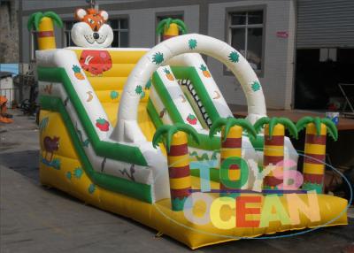 China Outdoor Coconut Tree And Tiger Custom Inflatable Dry Slides With Free Repair Kit for sale