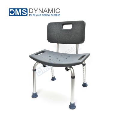 China Height Adjustable Medical Bathroom Shower Chair Bath Bench Stool With Heavy Duty Back Anodized Auminum for sale