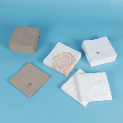 China White Custom Logo Printed Dinner Tissues Disposable Cocktail Paper Napkins for sale