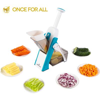 China Kithcen Machine ONCE FOR ALL Safe Slice Mandoline Dicer Slicer for Vegetable Thickness Adjustable Vegetable Slicer for sale