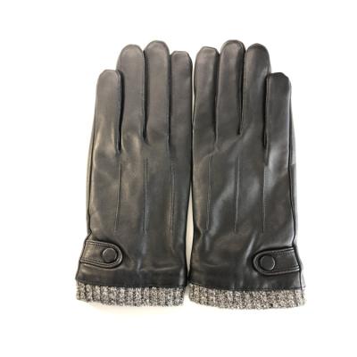 China Wear-resistant/breathable /keep warm sheepskin working wear-resistant breathable full black sheepskin leather gloves outdoor windproof fingers for sale