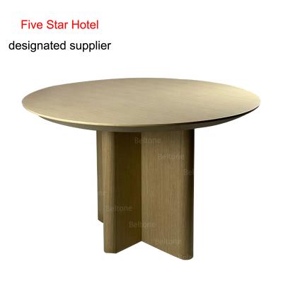 China Handmade Custom Hotel Guest Room Five Star Modern Design Beltone Solid Wood Oval Dining Table for sale