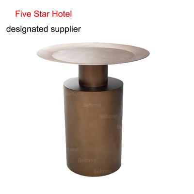 China New Design Durable Custom Made Brass Steel Brass Steel Side Decoration Beltone Hotel Lobby Round Tea Coffee Table for sale