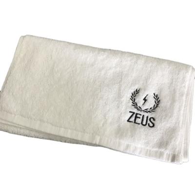 China Wholesale Customized Hypoallergenic Logo White Cotton Terry Hand Embroidery Towel Workout Towel For Sale for sale