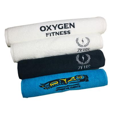 China Logo Customized Cotton Sport Gym Kid Safe Soft Strong Absorbency White Or Black Towel for sale