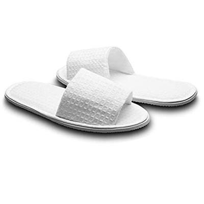 China OEM Two Size Spa Party Guest Sweat-absorbent Hotel And Travel Cotton Waffle Slippers Open Toe for sale