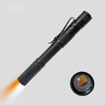 China Camping Pen Shape AAA Dry Battery White Yellow Double Led Light Doctor Flashlight With Clip for sale