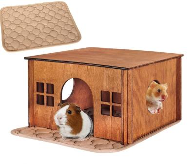 China Waterproof Hamster Wood Small Animal hidden House with Windows for Guinea,Gigs,Hamsters,Chinchillas,Detachable Large Wooden Chinchilla Hut for sale