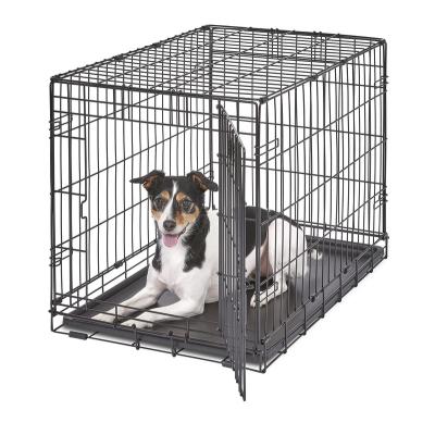 China Windproof Dog Kennel Metal Wire Folding Animal Crate Dog Cage,Double-Door Large Pet Cage with Tray,collapsible pet crates for sale