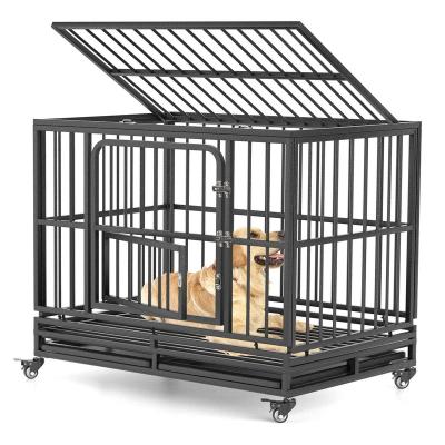 China Windproof Strong Metal Escape Proof Dog Cage cat cage with Wheels,Dog Crate and Dog Kennel for Small,Medium and Large Dogs for sale