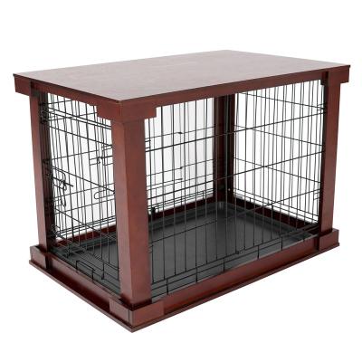 China Windproof Wholesale indoor and outdoor pet shop customized solid wood dog crates pet end table cat carrier,human dog cages and dog house for sale