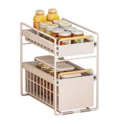 China Sustainable Vegetable and Fruit Basket Kitchen Sink Shelving Cabinet Storage Rack Multiple Pull - out Bathroom and Bedroom Storage Shelves for sale