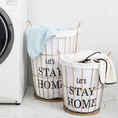 China Modern Simplicity Storage linen basket laundry  basket toys ,sturdy metal Clothing storage basket Office Bedroom Living Room Wire Waste Bins for sale