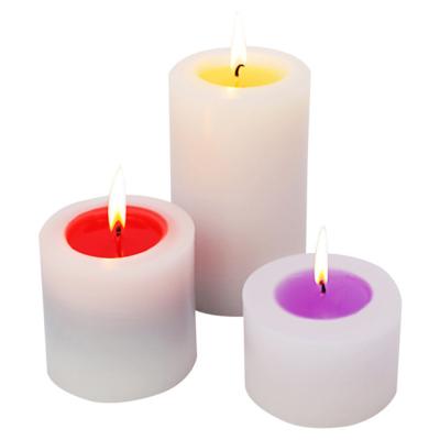 China Factory wholesale popular different size real wax pillar candle with candelabra for wedding table decoration for sale