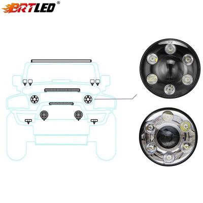 China black 7inch round EEC dot high beam strong low beam automotive led headlights for car truck jeep 4x4 offroad universal for sale