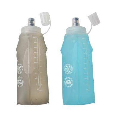 China Custom Folding Cap Water Bottle Collapsible Water Bottle 500ml Soft Flask Refill, 250ML, 300ML For Running, Cycling, Camping, Hiking for sale