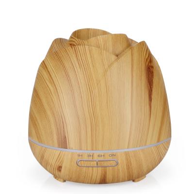 China 2021 Rose Hotel New Arrival Shaped Wood Grain Ultrasonic Essential Oil Diffuser 400ml For Bedroom Office for sale