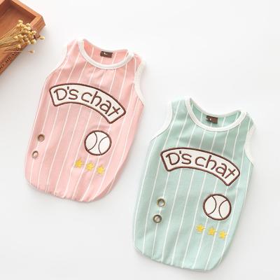 China 2019 Korea New Summer Pet Clothes Sustainable Casual 100% Cotton T-shirt Sports Roll Up Teddy Pet Clothes Dog Vest for sale