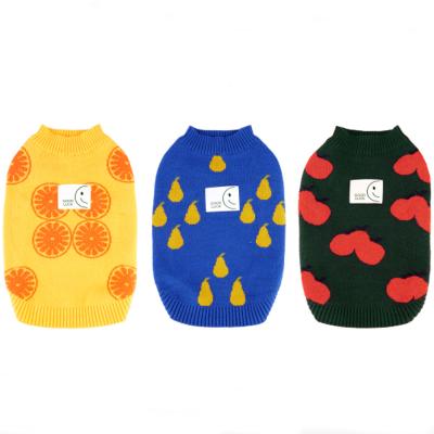 China 2021 Autumn And Winter Pet Clothes dog sweater fashion fruit pattern viable elasticity knitted wool pets invest sweaters wholesale for sale