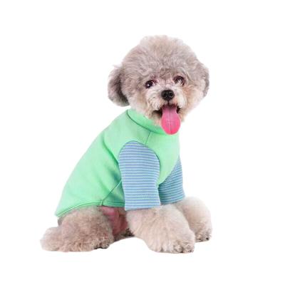 China High Quality Viable Pet Apparel Dog Clothes For Autumn Winter Fashion INS Style Hand Painted Print Striped T-shirt Dogs Sweater for sale