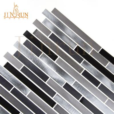 China parquet strip mosaic glass wall tile backsplash price in china for sale