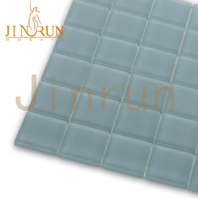 China Clear Parquet Sea Glass Slabs Highlight Bar Glass Mosaic Slabs for sale