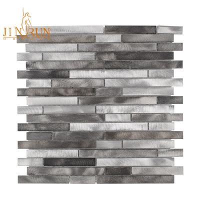 China Linear Parquet Strip Stained Glass Mosaic Wall Slab for sale