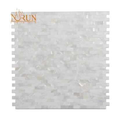 China Parquet Shell Kitchen White Pearl Mosaic Slab for sale